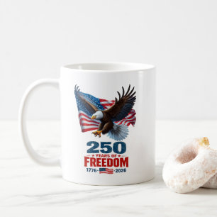 250 år av frihet Patriotisk örn Amerikansk flagga Kaffemugg