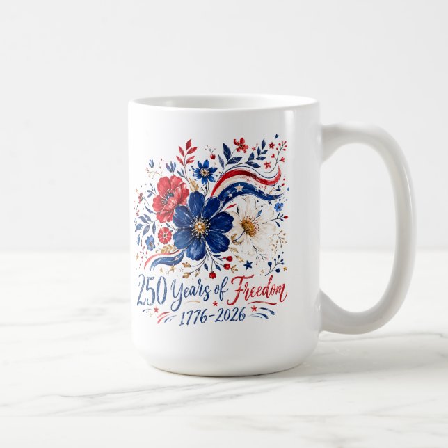 250 år av frihet Patriotiska färgblommor Kaffemugg (Höger)