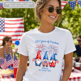 250 år av frihet patriotiska gnomer dam t shirt