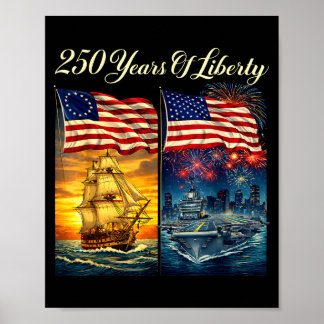 250 år av frihet patriotiskt fartyg och hangarfart poster