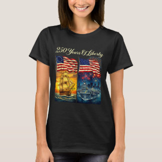 250 år av frihet patriotiskt fartyg och hangarfart t shirt