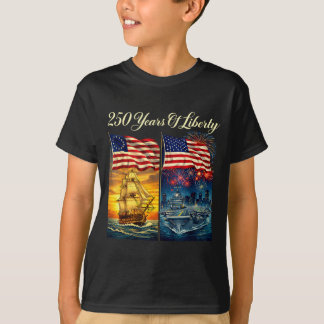 250 år av frihet patriotiskt fartyg och hangarfart t shirt