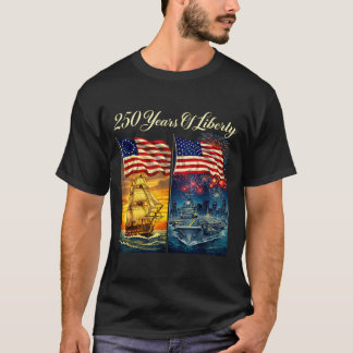 250 år av frihet patriotiskt fartyg och hangarfart t shirt