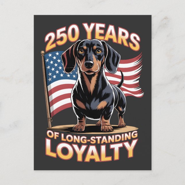 250 år av långvarig lojalitet Dachshund Vykort (Framsida)