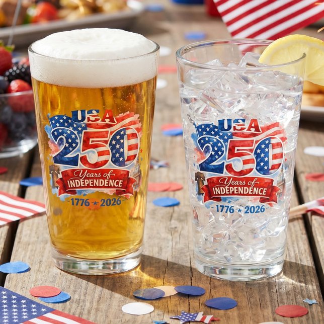 250 år av självständighet 4:e juli-firande glaskopp (250 Years of Independence 4th of July Party Glasses by Ricaso. Keepsake party supplies)
