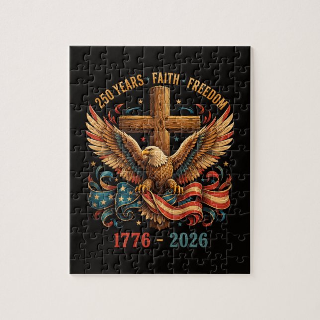250 år av tro och frihet Patriotisk örn Pussel (Vertikal)