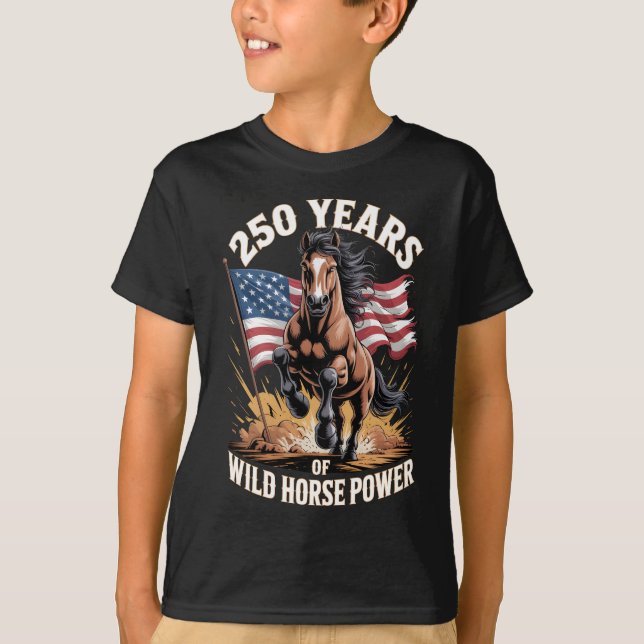 250 år av Wild Horse Power Mustang-konst T Shirt (Framsida)