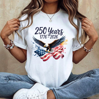 250 år Eagle Akvarell Amerikansk Flagga 1776 2026 T Shirt