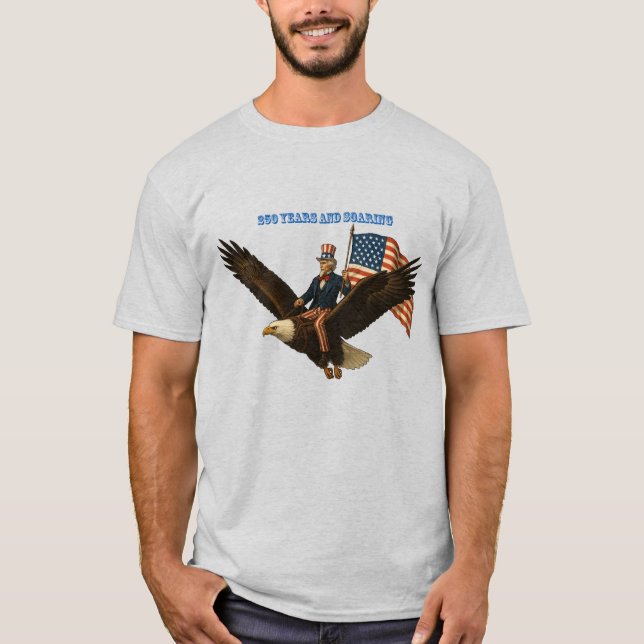 250 år, Farbror Sam och amerikanska flaggan T Shirt (Framsida)