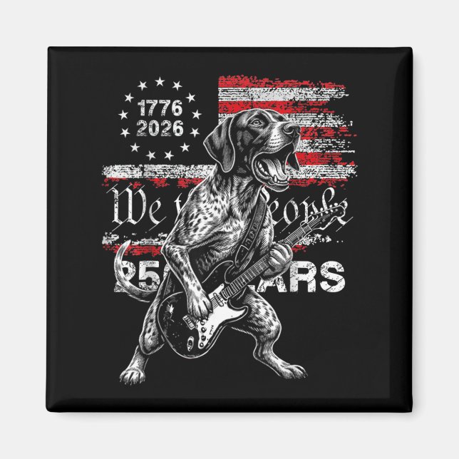250 år flagg Gsp hund spelar gitarr - rolig Magnet (Framsidan)