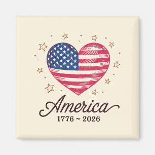 250 år flagg hjärta 1776 2026 250-årsjubileum 4 ju magnet