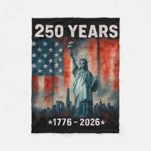 250 år Flagga Staty över Frihet 1776-2026 250-årsj Fleecefilt