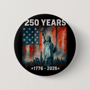250 år Flagga Staty över Friheten 1776-2026 250-år Knapp