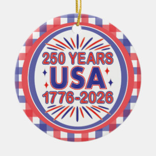 250 år Förenta staterna 1776-2026 Semiquincenten Julgransprydnad Keramik