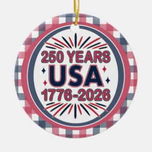 250 år Förenta staterna 1776-2026 Semiquincenten Julgransprydnad Keramik