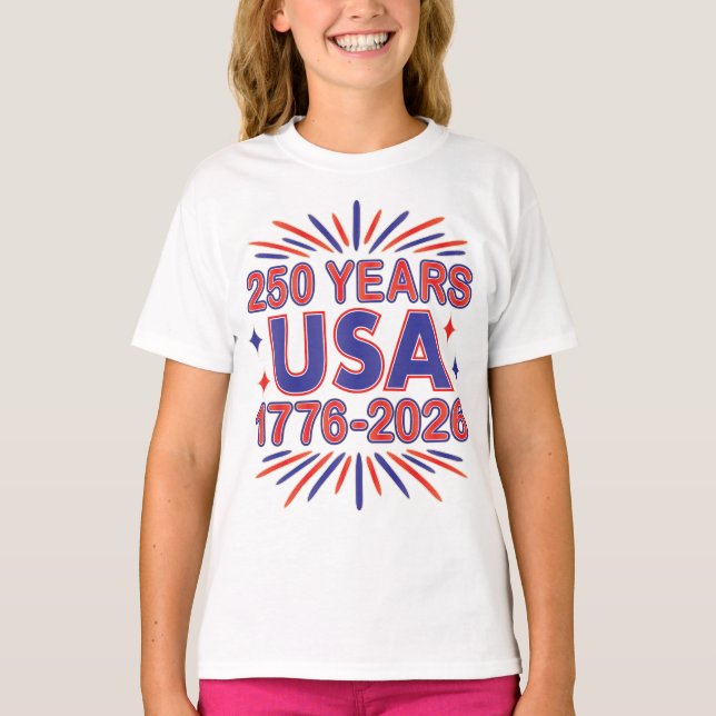 250 år Förenta staterna | 1776-2026 Semiquincenten T Shirt (Framsida)