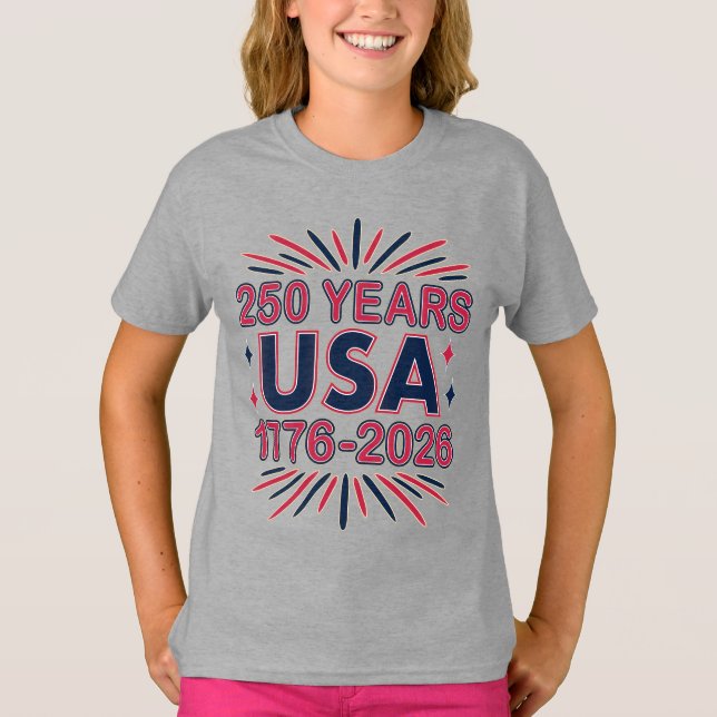 250 år Förenta staterna | 1776-2026 Semiquincenten T Shirt (Framsida)
