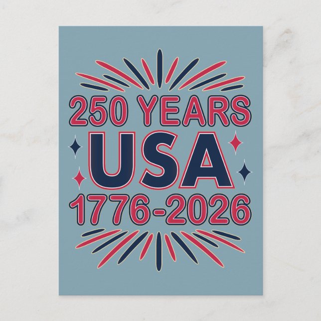 250 år Förenta staterna | 1776-2026 Semiquincenten Vykort (Framsida)