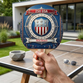 250 år frihet amerikansk emblem rött blått vitt pingisracket