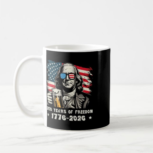 250 år frihet Ben Franklin 250-årsjubileum U Kaffemugg (Vänster)