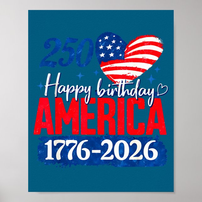 250 år Glad födelsedag Amerika Illustration Poster (Framsidan)
