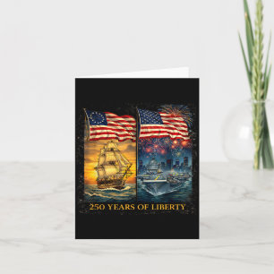 250 år Liberty Patriotiskt Fartygs Illustration Kort