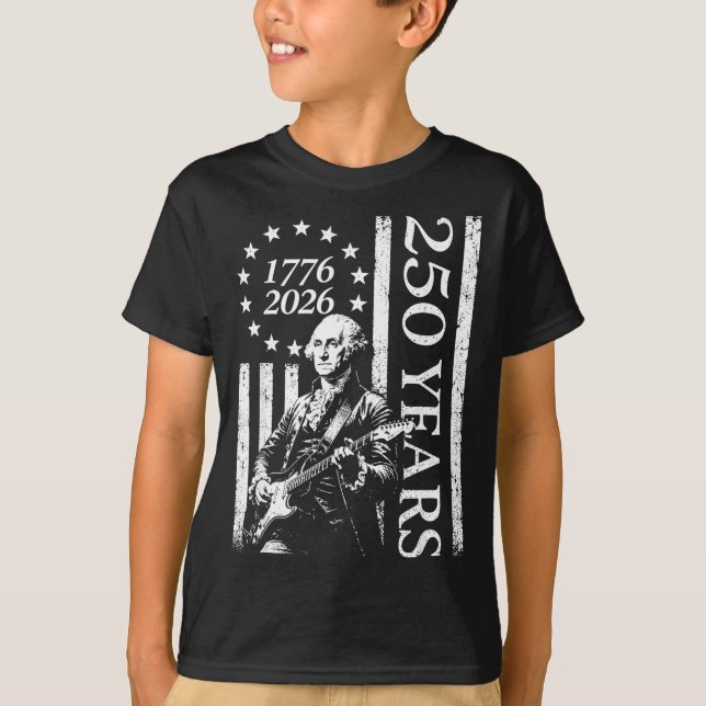 250 år patriot gitarr amerikansk flagga 4 juli t shirt (Framsida)