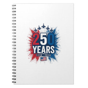 250 år patriotisk jets jubileumsvektordesign anteckningsbok