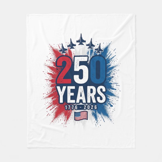 250 år patriotisk jets jubileumsvektordesign fleecefilt (Framsidan)