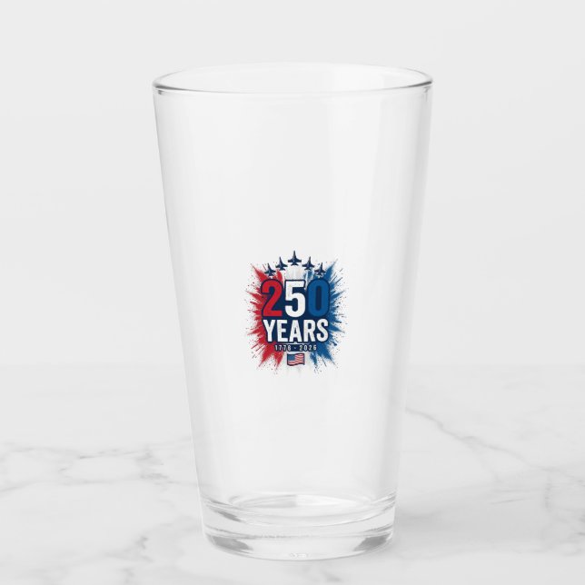 250 år patriotisk jets jubileumsvektordesign glaskopp (Framsida)