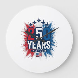 250 år patriotisk jets jubileumsvektordesign stor klocka