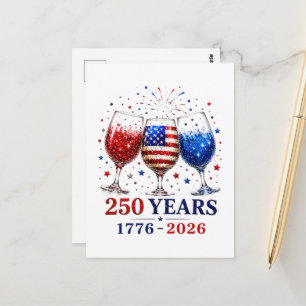 250 år patriotisk vinglasfirande vykort