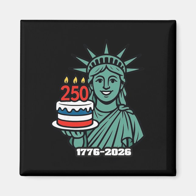250 år Staty of Liberty 1776-2026 250:e 4:e Magnet (Framsidan)