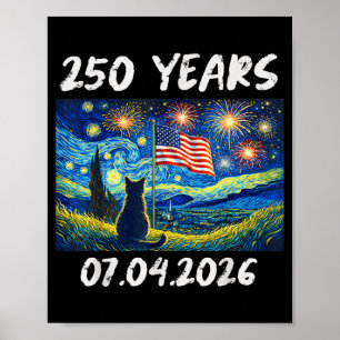 250 år Stjärnklar natt Katt 4 juli 250-årsjubileum Poster