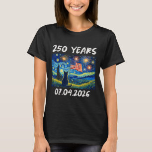 250 år Stjärnklar natt Katt 4 juli 250-årsjubileum T Shirt