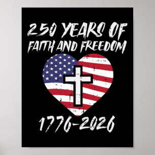 250 år tro frihet oss flagga hjärta 250-årsjubileu poster