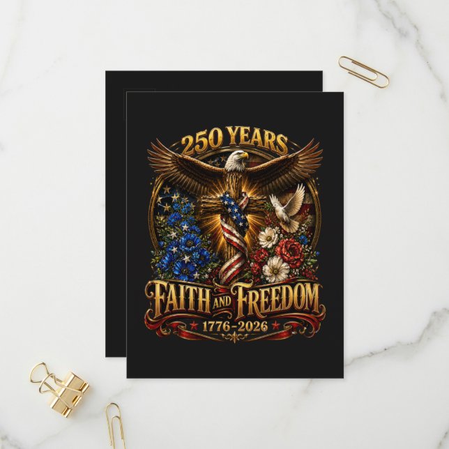 250 år tro och frihet Amerika Inbjudan Vykort (Fram/Back In Situ)