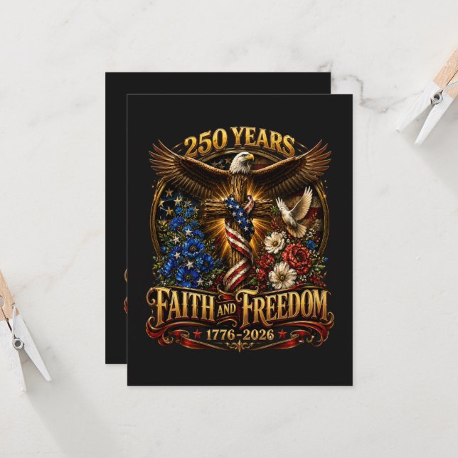 250 år tro och frihet Amerika Inbjudningar (Fram/Back In Situ)