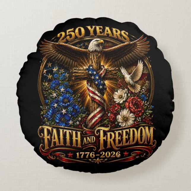 250 år tro och frihet Amerika Rund Kudde (Framsidan)