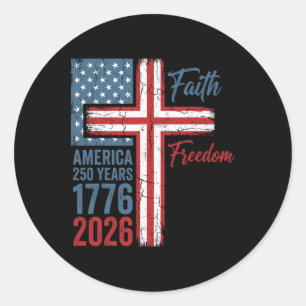 250 år tro och frihet kristen USA 250-årsjubileum Runt Klistermärke