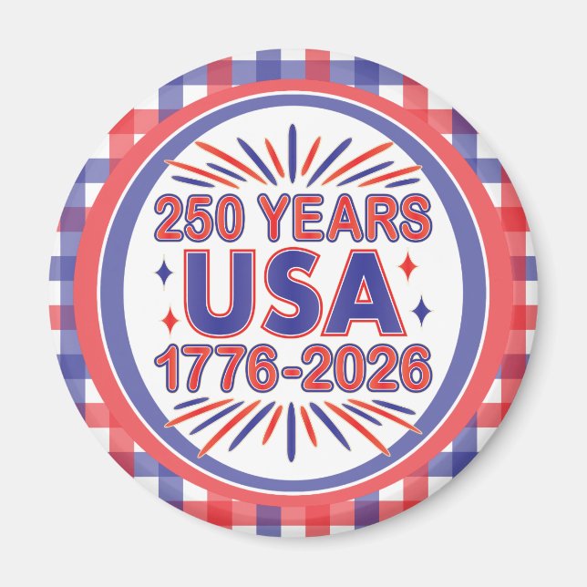 250 år USA | 1776–2026 Semiquincentennial Magnet (Framsidan)