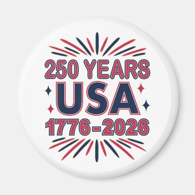 250 år USA | 1776–2026 Semiquincentennial Magnet (Framsidan)