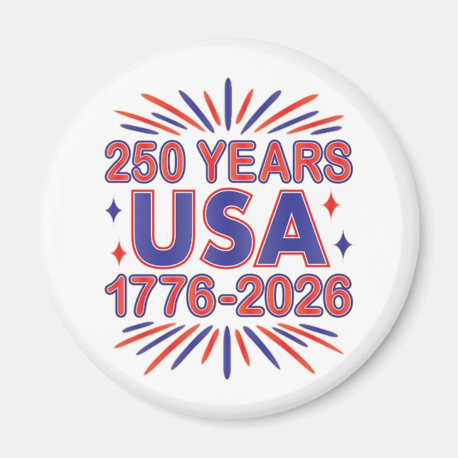 250 år USA | 1776–2026 Semiquincentennial Magnet (Framsidan)