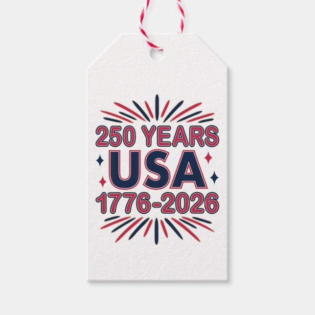 250 år USA | 1776–2026 Semiquincentennial Presentetikett (Framsidan)