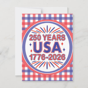 250 år USA 1776–2026 Semiquincentennial Vykort