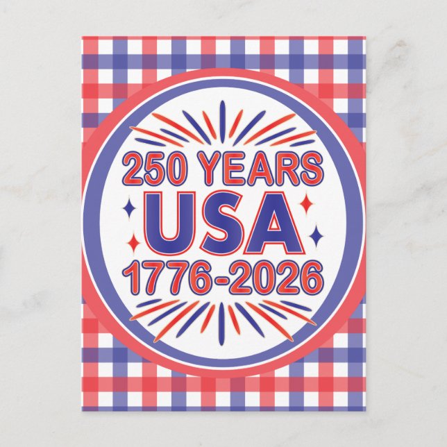 250 år USA | 1776–2026 Semiquincentennial Vykort (Framsida)