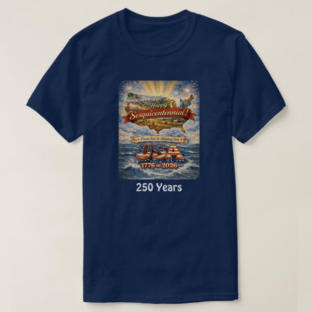 250 år USA -3 T Shirt (Design framsida)