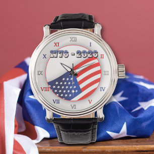 250 år USA Frihet 1776-2026 Patriotisk Armbandsur