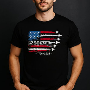 250 år USA Jets Patriotisk Röd Vit Blå T Shirt