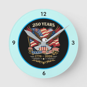 250 år USA Patriotisk Örn Design Rund Klocka